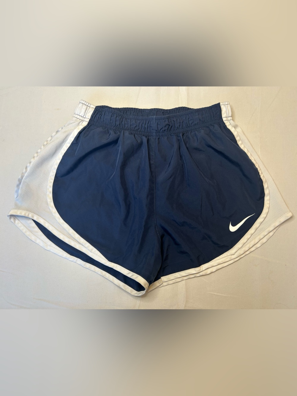 Nike Women's Navy and White Athletic Running Shorts